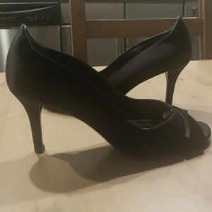 Beautiful Stuart Weitzman black satin pumps
